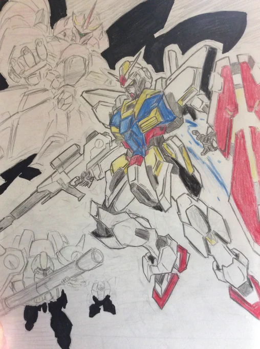 自分の絵から立体化させたガンダムを歴代主役機に混ぜて公式ヅラする遊びは楽しいぞ 
