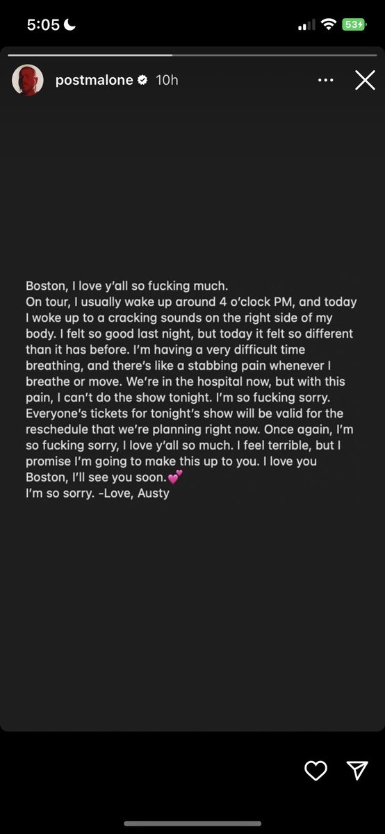 heeaather011's tweet photo. I love this man. He got hurt on stage so bad last week, he needs to take the time to heal cuz his fans we will always be here when he comes back ❤️ https://t.co/eNKvHNbwRj