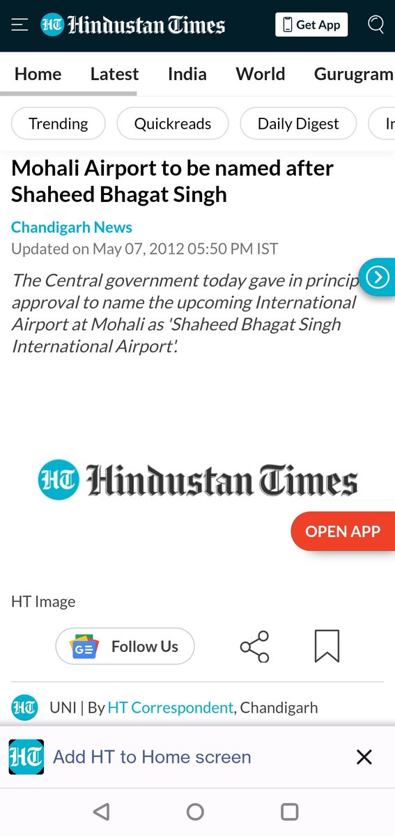 GauravPandhi's tweet photo. May 2012: Mohali (Chd) airport to be named after Shaheed Bhagat Singh, UPA Govt approves

Sep 2022: BIG BREAKING Modi has decided to name Mohali (Chd) airport after Shaheed Bhagat Singh

Just look at this fraud Govt and Godi media refusing to call out, dancing like monkeys! https://t.co/Fcuf5GLroW