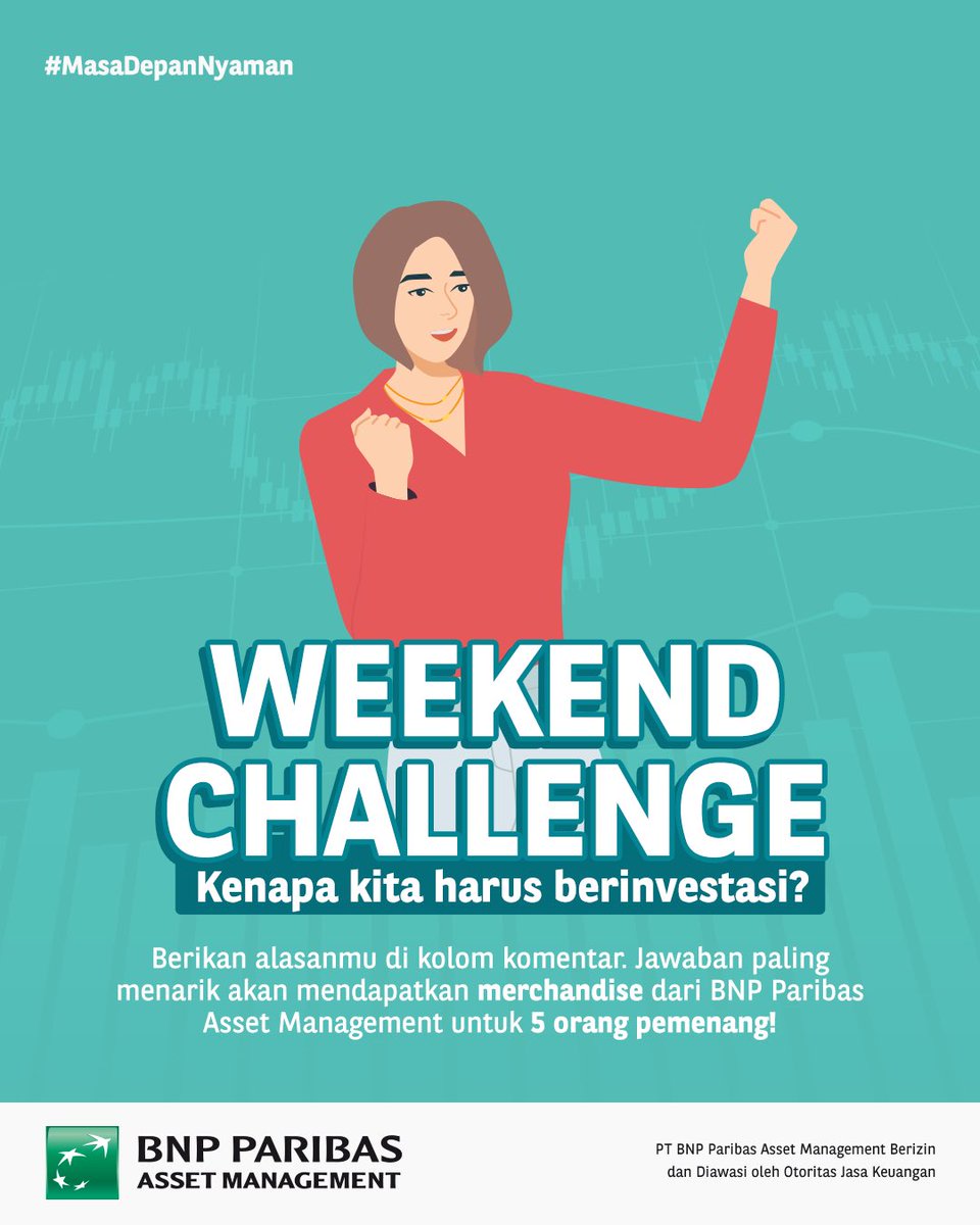 BNPPAM_ID's tweet photo. #MasaDepanNyaman bisa kita mulai dengan berinvestasi. Tapi, selain itu, kenapa sih kita harus berinvestasi? Yuk, jawab pertanyaan di #minikuis Weekend Challenge dan menangkan merchandise untuk 5 pemenang!

Caranya gampang banget:

[A Thread] https://t.co/DDMhaRrcjj