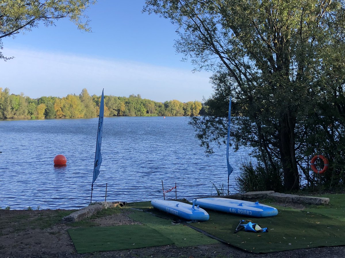 First cold water swim of the season underway. Lake was warmer than the air!