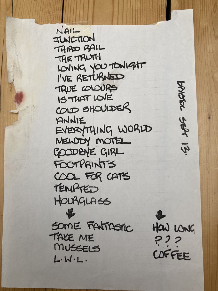 AlanTonge_Briz's tweet photo. Setlist from @Squeezeofficial #Bristol at then named #ColstonHall on night @eltonofficial joined @glenntilbrook @chrisdifford for encores https://t.co/Bb6kX59YuN