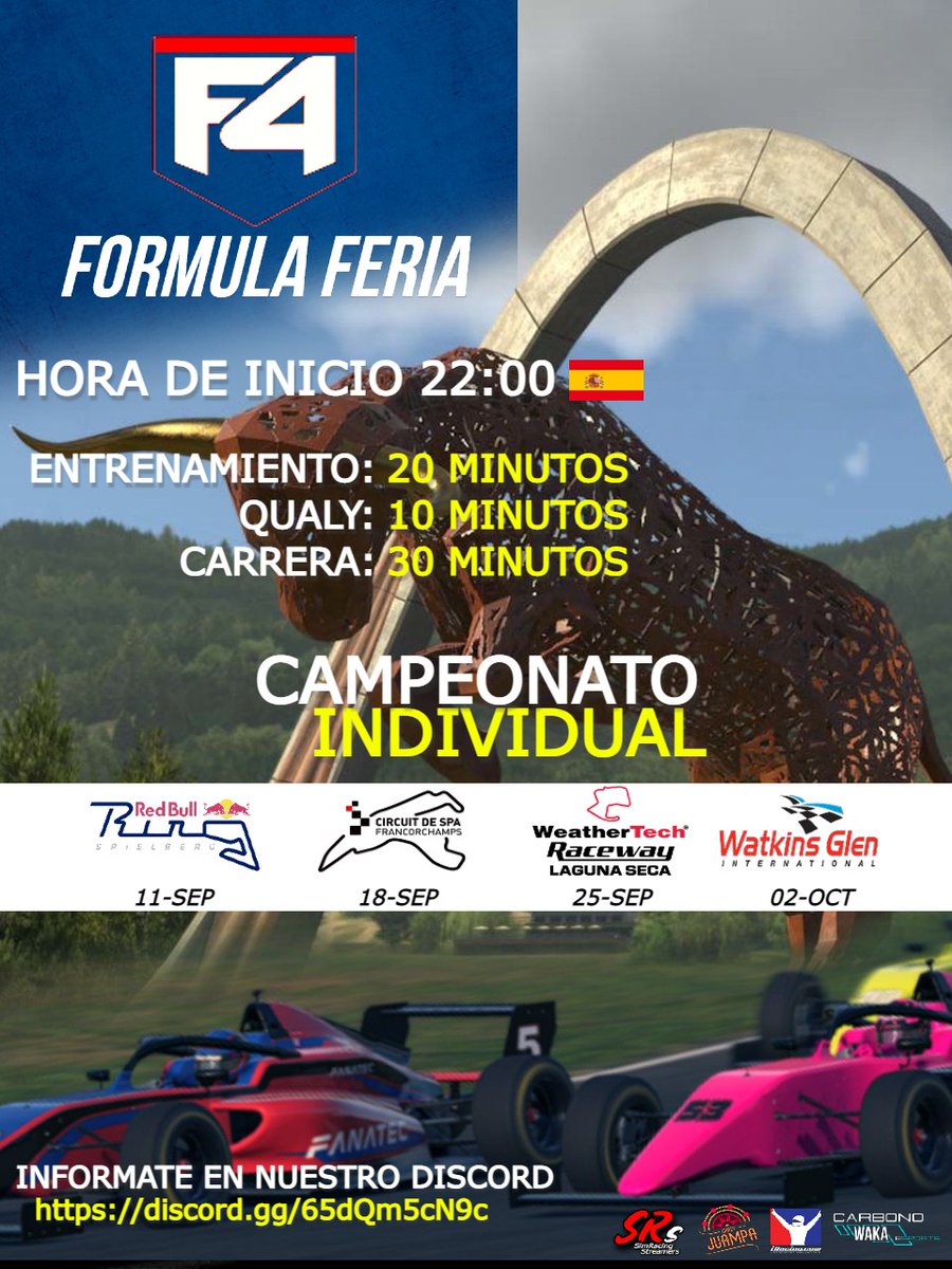 crazyjuampa's tweet photo. Ojo que hoy a las 22h tenemos también 
La tercera carrera del fórmula feria 💪
De @SimracingSrs
Hoy en laguna melaseca 
Retransmitido y casteado desde la feria.
Con la compañía de @S_GabiM en cabina .
🎡No os lo perdáis 🎡
🎡https://t.co/ZlKO15qTEX 🎡 https://t.co/3hUd69zMPI
