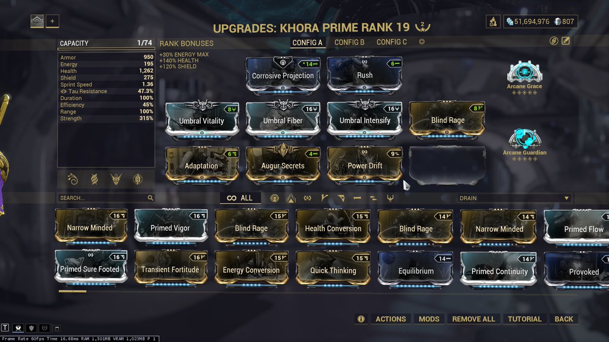 Putting more Umbra Forma into my crazy cat-lady today on twitch.tv/DE_BadHorse