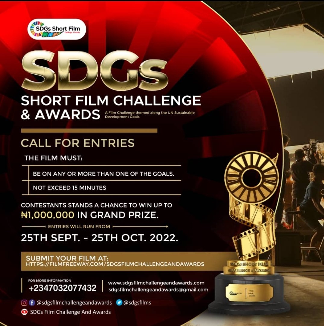 phyyce's tweet photo. Ladies and gentlemen, submissions for the SDGs short film Challenge is open on this historic day.
Submit your film at: https://t.co/YC7iTkOSbm https://t.co/Mn2YQYIEzy