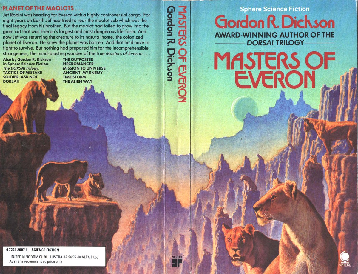 Ranaroth2's tweet photo. Gordon R. Dickson, Masters of Everon, Sphere, 1981-84 editions. Cover: Michael Embden. #GordonDickson #MichaelEmbden #Sphere #masters #Everon #cat https://t.co/Zfps1zgL0R
