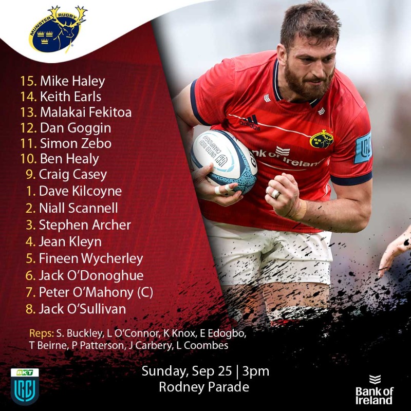 Munsterrugby's tweet photo. It's #Gameday

Here is your Munster team that will take on Dragons RFC in Round 2 of the #BKTURC this afternoon 🙌

#DRAvMUN #SUAF 🔴