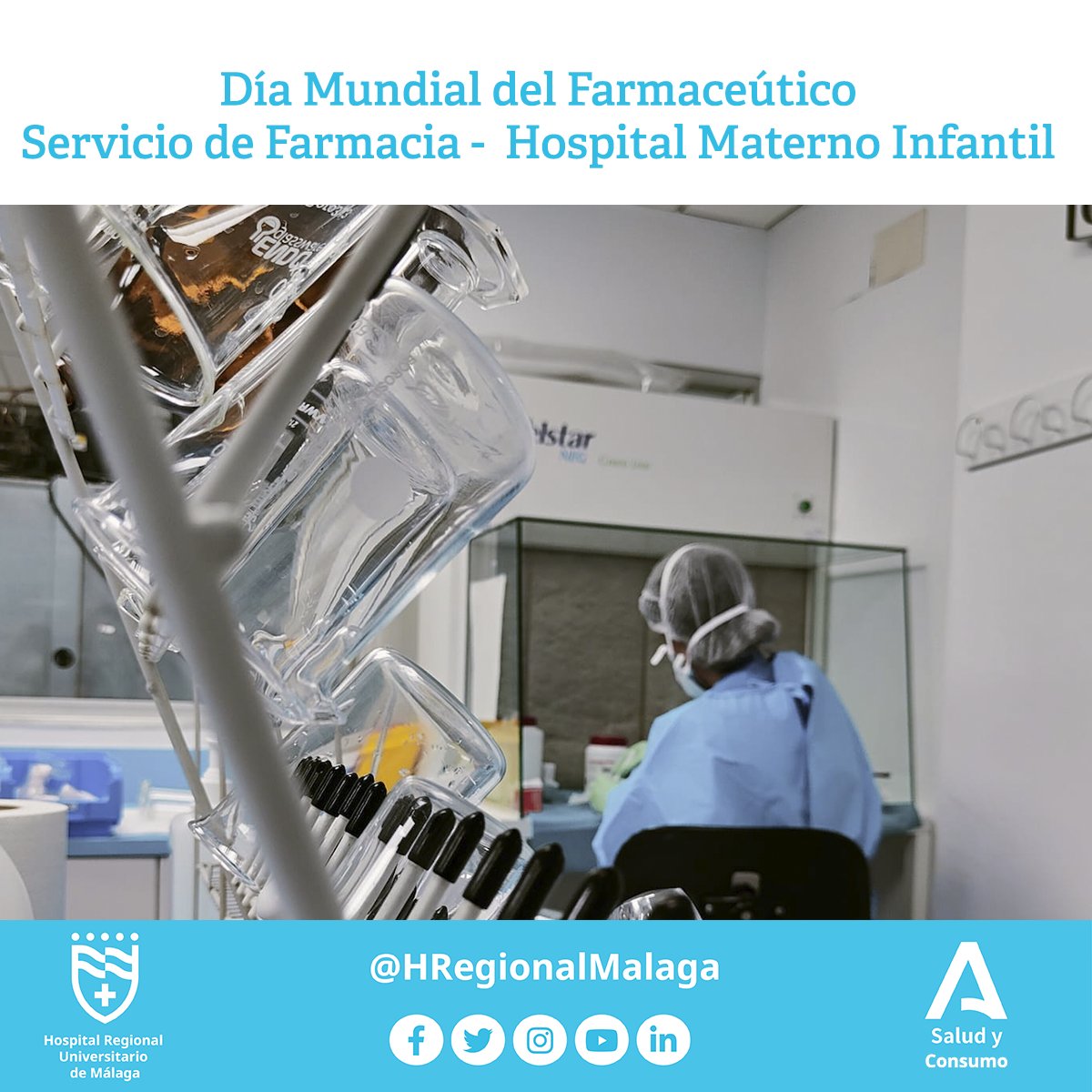 HRegionalMalaga's tweet photo. 🎉💊👩‍🔬  #DíaMundialdelFarmacéutico 
🫶 Felicidades, #Farmacéuticos. #Gracias por vuestra labor en el ámbito del cuidado, promoción y prevención de la salud, y por poner como prioridad la #Salud y la seguridad de los #Pacientes
#LaFarmaciaUnidaPorUnMundoMasSaludable #TodosParaUno https://t.co/1H5UXNtc6g