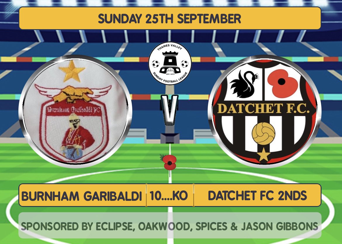 Two <a href="/tvsfl/">tvsfl</a> matches today.  <a href="/datchetfc/">Datchet FC’s Sunday 1st Team</a> are at home v <a href="/AJVictoriaFC/">AJ Victoria</a> and <a href="/dvfc2/">Datchet FC’s Sunday Reserve Team</a> are away v <a href="/fc_garibaldi/">Garibaldi FC</a>.  Good luck to both teams <a href="/fiberkshire/">Football in Berkshire</a>