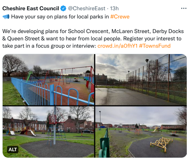 CrewePov's tweet image. A meaningful consultation ought to try and get as many participants as possible.Limiting this to an online focus group is excluding most residents. #Crewe #LocalDemocracyFail