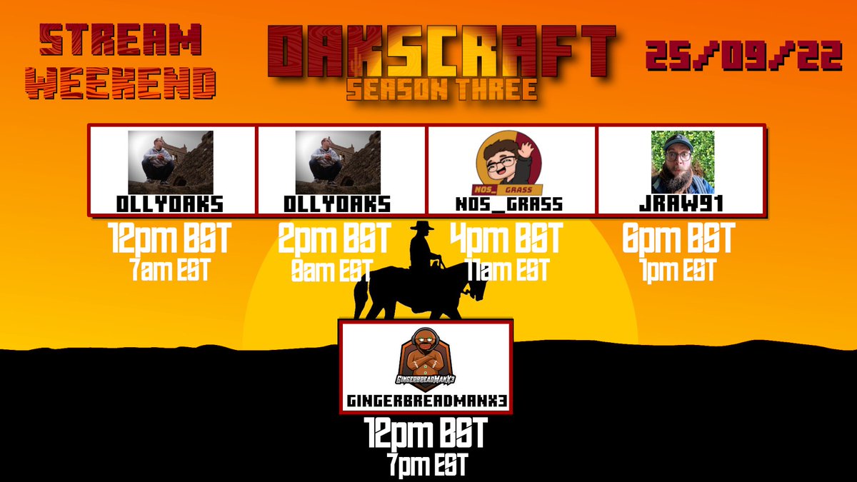 NoSGrass's tweet photo. Today is the day guys!!! @OaksCraftSMP 

Let’s get this stream weekend started BABY!!! https://t.co/k7CFkNVwSO