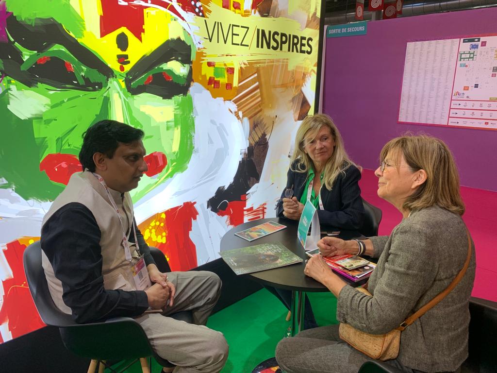 KeralaTourism's tweet photo. A Kerala Tourism delegation, led by Hon’ble Minister for Tourism Shri. P. A. Mohamed Riyas, showcased the State’s tourism products at IFTM Top Resa 2022, the B2B trade show held in Paris. 

#IFTMTopResa #B2B #KeralaTourism https://t.co/qxvcdE1vs6