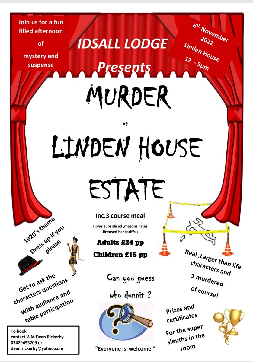 Idsall_Lodge's tweet photo. Idsall next charity event .Are you sleuth 🧐 enough to uncover the culprit 🤔. All proceeds to WM's Charities.. fun packed afternoon for all 💯 https://t.co/FhZNji8eP3