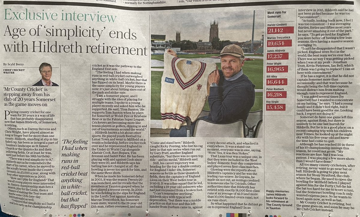 A lovely article by <a href="/scyldberry/">Scyld Berry</a> about one County Cricket’s finest players of recent times. (Plus good to see a XL Club reference!) <a href="/MillfieldSenior/">Millfield School</a> <a href="/MillfieldSport/">MillfieldSport</a>