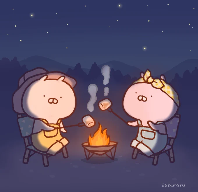 秋の夜長に焼きマシュマロ 