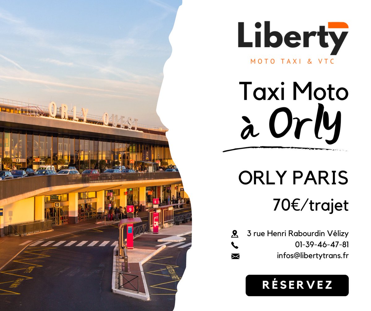 Liberty_Trans's tweet photo. TARIF TAXI MOTO ORLY PARIS LIBERTY TRANS, votre service de réservation taxi moto Orly en direction des gares et aéroports parisiens au meilleur prix.
Tarifs fixes de 7 à 20 heure : 70 €
: https://t.co/etQVMHROwH
Liberty Trans Taxi moto sur Google : https://t.co/5X0Hv6smhs https://t.co/gNrX8reFGp