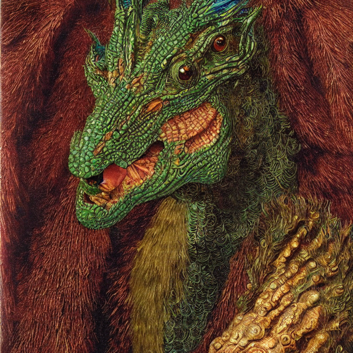 Portrait of Scrotivaur.
"Proud of my reptilian ancestors."

#stablediffusion #generativeart #bestiary #AIart #contemporaryart