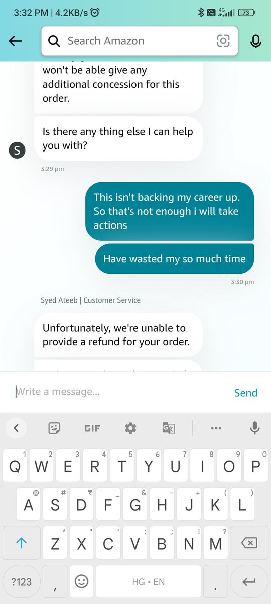 sanjaypnwr's tweet photo. @AmazonHelp I'm not gonna give you more time thn this. This is real metall harrasment. Contact me only if there is any resolution https://t.co/sRgy06ZZet