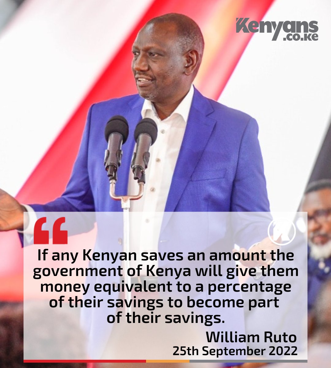 Kenyans's tweet photo. President Ruto promises to add money to anyone who saves https://t.co/S9x2zkyxkg