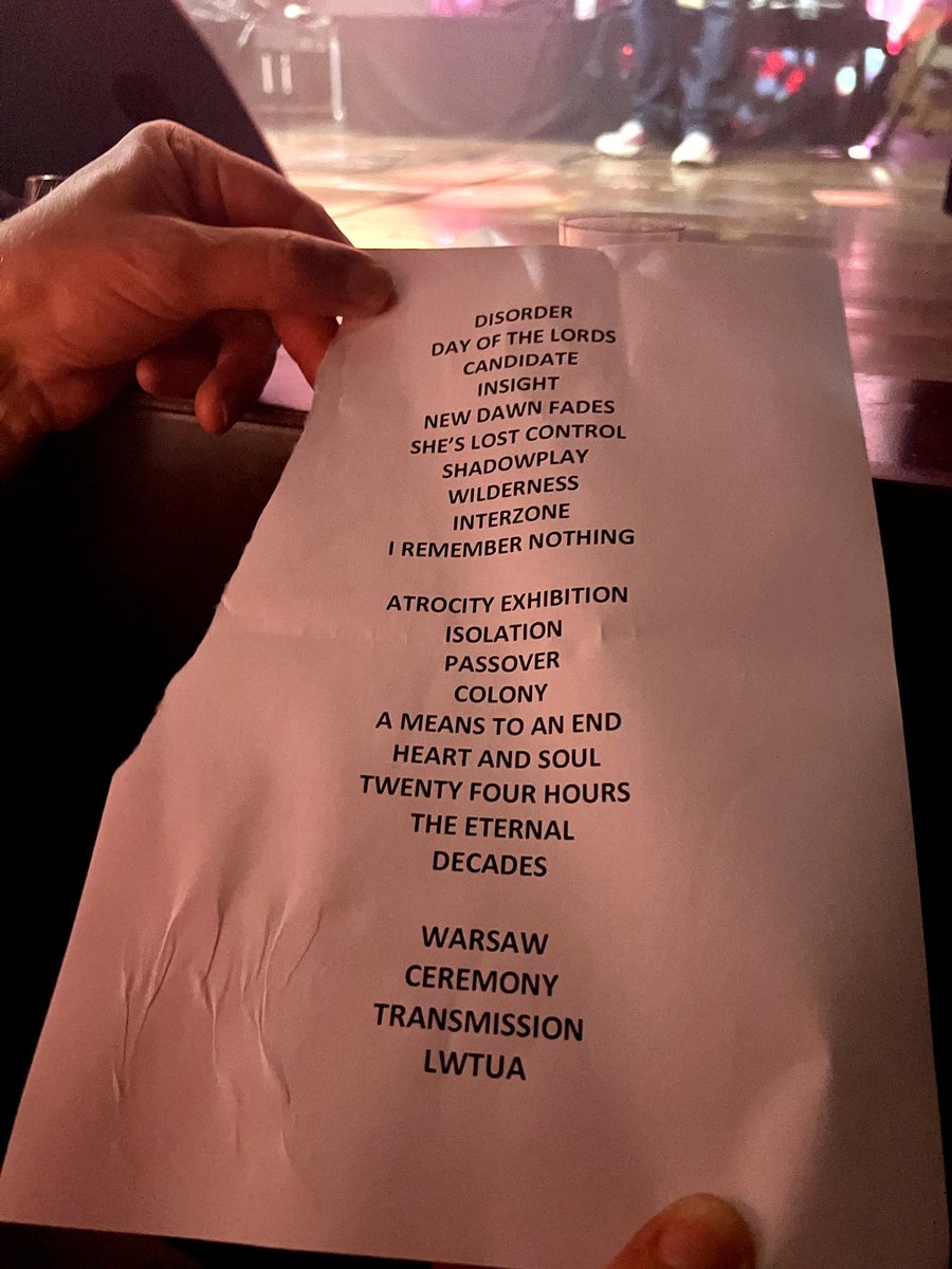 GoingNowhere66's tweet photo. Absolutely brilliant gig of @peterhook in Maastricht last night. Massive thanks to @davidpottsmusic for giving the setlist of the New Order set to my wife ‚Mermaid‘. That was the icing on the cake for her, now she has a crush on you 😉. #peterhook #pottsy #neworder #JoyDivision https://t.co/LpDSMIdgSe