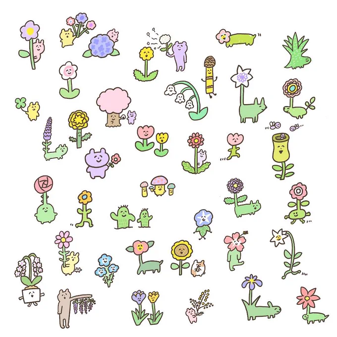 いろんな植物を描いたやつです (再掲) あなたの好きな植物はありますか?