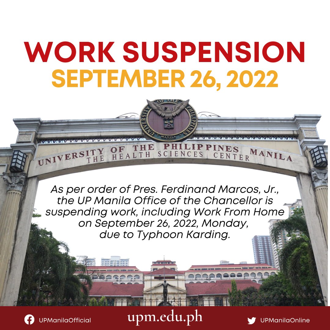 UP MANILA (Official) on Twitter "ANNOUNCEMENT WORK SUSPENSION
