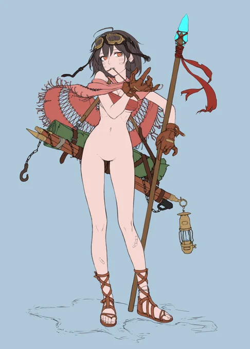 色塗り中に邪魔だったからスカートのレイヤー消したら変態みたいになっちゃった… 