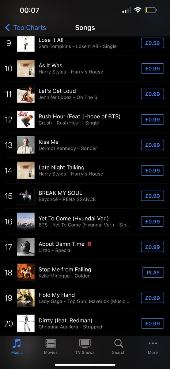 adrianclarkson's tweet photo. Great to see #StopMeFromFalling back in the UK ๐ฌ๐ง iTUNES Top 20! โฆ@kylieminogueโฉ #KYLIEGolden #KylieLiveInHydePark โฆ@BBCRadio2โฉ https://t.co/pN7oeXOlfL