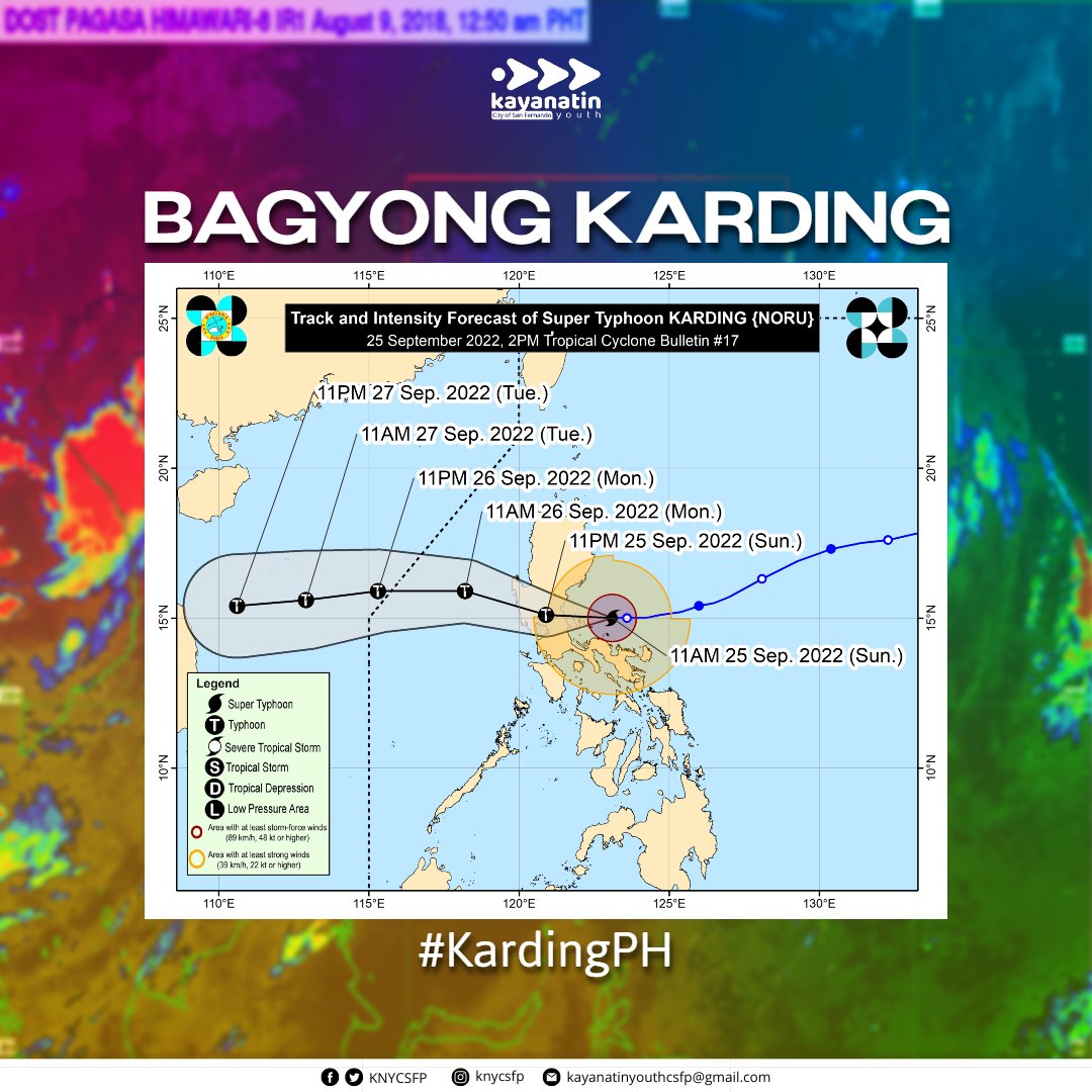 KNYCSFP's tweet photo. 𝙁𝙚𝙧𝙣𝙖𝙣𝙙𝙞𝙣𝙤𝙣𝙜 𝘼𝙡𝙚𝙧𝙩𝙤 𝙆𝙤𝙣𝙩𝙧𝙖 𝘽𝙖𝙜𝙮𝙤
Itinaas na sa TCWS number 5 ang probinsya ng Pampanga na magdudulot ng malalakas na ulan at hangin.

Tingnan ang orihinal na post sa aming Facebook Page:
https://t.co/CXkiYGaFuA https://t.co/JWi9nWyJ97