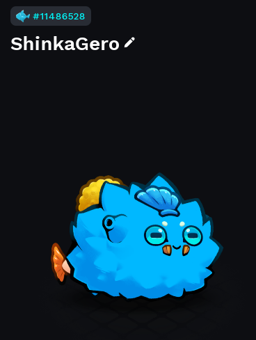Windust4's tweet photo. Thanks for the egg @___nvrmind it born in very beautiful blue indigero color! Namend ShinkaGero, it's from Shinkai(deep) and Gero :D

This is also my first Fuzzy! @AxieFuzzyclub 

#GeroRising https://t.co/APvMEMN5Au
