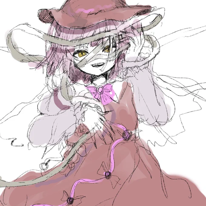 没ラフ(メスガキ描きたいな～という気持ちが全面に出たため・雀の瞳孔まんまるだったため)と今回のアレ 