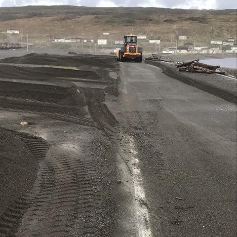 TI_GovNL's tweet photo. Cleanup is underway on Route 90 at St. Vincent’s on the southern Avalon. 

The road is open for emergency vehicles.  Updates are being provided as work continues. 
#nltraffic #fiona #govNL https://t.co/kiU3N2yQCg