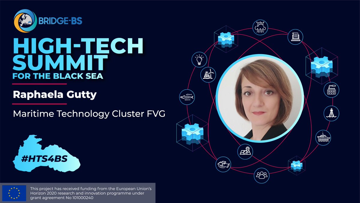 BRIDGE_BlackSea's tweet photo. Get to know Maritime Technology Cluster FVG at #HTS4BS!
Raphaela Gutty from #MAREFVG will shed light on the opportunities and potentials related to the maritime technologies and sector.
Check the agenda➡️https://t.co/xSPPe0F4Bs https://t.co/IXhu3bMKVa