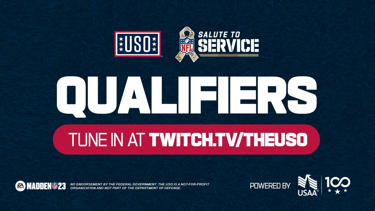 Military virtual gridiron action is about to kick off! <a href="/NFL/">NFL</a> #SaluteToService PS5 qualifier 2 powered by <a href="/USAA/">USAA</a> beginning now on twitch.tv/theuso! @theUSO <a href="/EAMaddenNFL/">Madden NFL 26</a> #TeamUSO