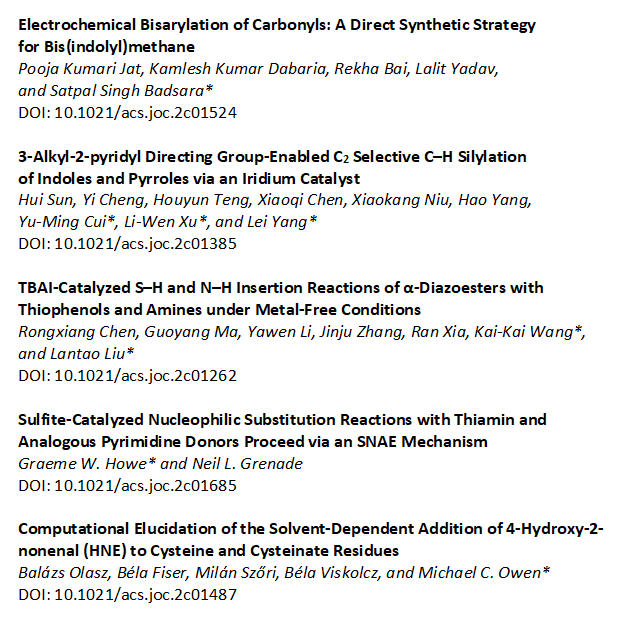 We are happy to recognize some of our first-time #JOC corresponding authors and their colleagues. Please have a look at their articles 👇👇👇

dx.doi.org/10.1021/acs.jo…
dx.doi.org/10.1021/acs.jo…
dx.doi.org/10.1021/acs.jo…
dx.doi.org/10.1021/acs.jo…
dx.doi.org/10.1021/acs.jo…