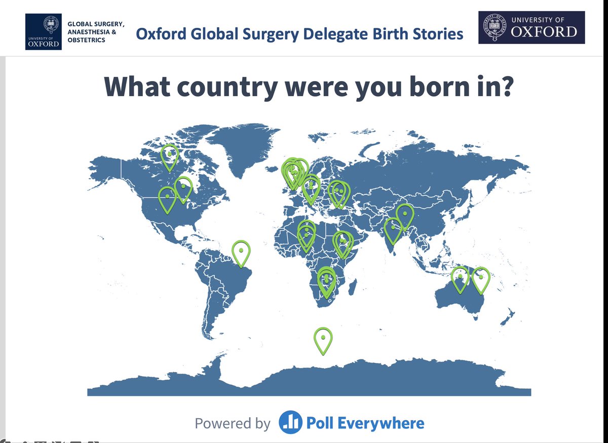 Pregnancy is a common denominator. 

What an inspiring week of shared learning with guest lecturers & delegates  @oxglobalsurg
Thanks for indulging me in a cross sectional study of your unique birth stories. 
#caesareanbirth #safepregnancy #safeanaesthesia #ExploringGlobalSurgery