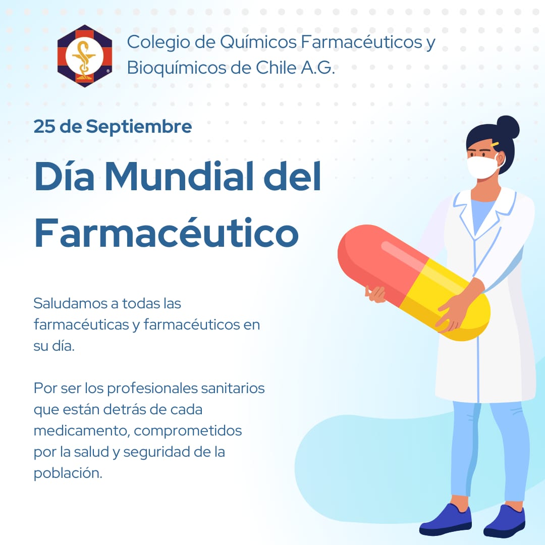 ColegioQFyBQ's tweet photo. Saludamos a todos las y los #QFs de Chile y el mundo, por su importante labor como expertos en medicamentos en todas las áreas donde se desempeñan, relevando el rol de la profesión, al medicamento como bien social y a la #farmaciacentrodesalud

#DíaMundialdelFarmac��utico https://t.co/nd6ZrHF2gU