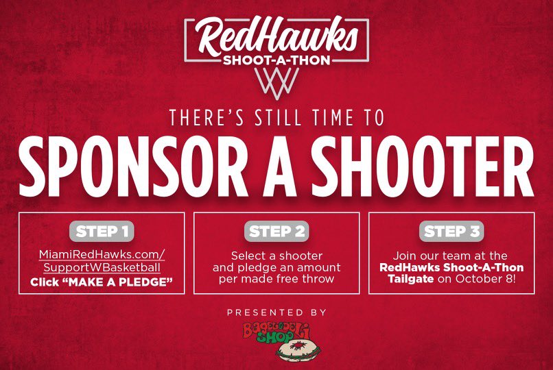 We are less than 2 weeks away from first annual RedHawks Shoot-A-Thon! Click the link below to learn more about how to get involved and sponsor a shooter! MiamiRedHawks.com/SupportWBasket…