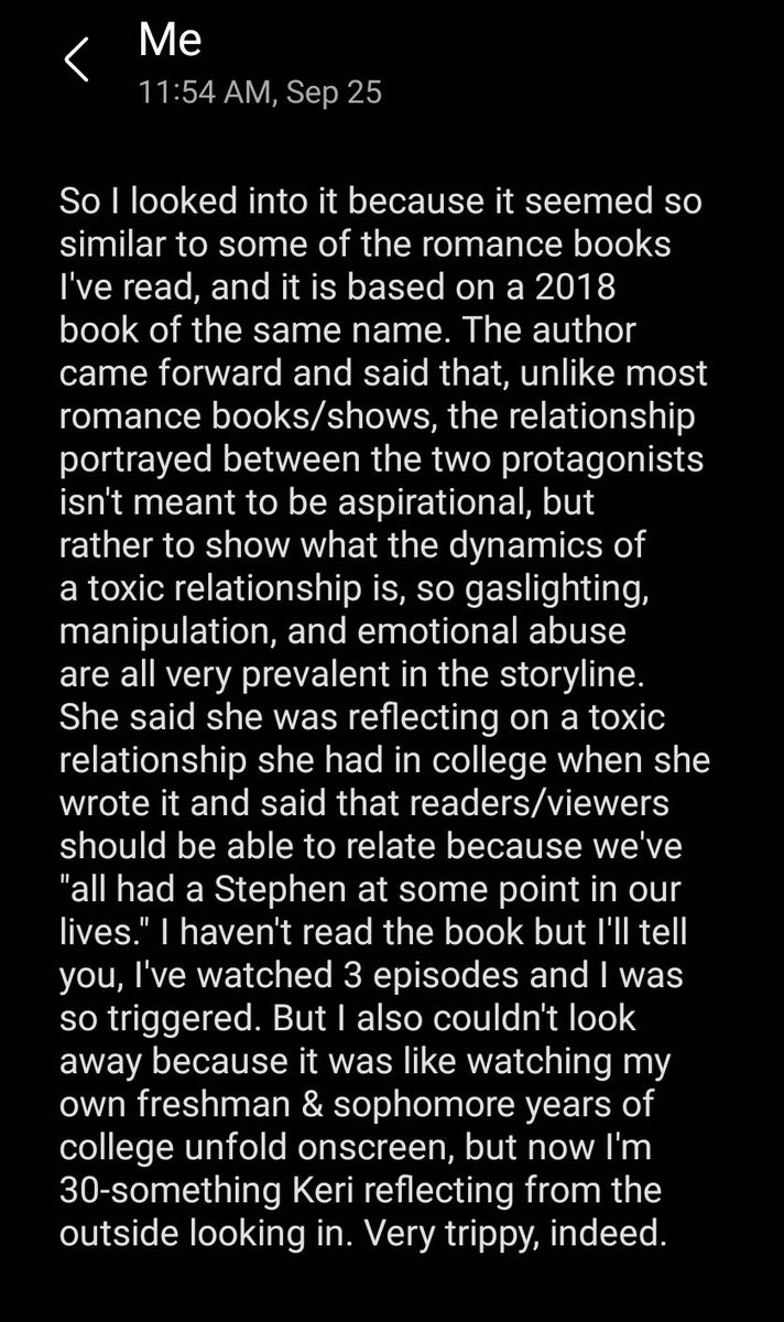 KBpoet's tweet photo. My latest reflection on @tellmelieshulu in the form of a text to my sister. As a survivor and advocate, it definitely strikes a cord but I think this kind of realistic media portrayal of toxic masculinity is long overdue. #toxicrelationships #ToxicMasculinity #Gaslighting https://t.co/aKKo8Zm2zi