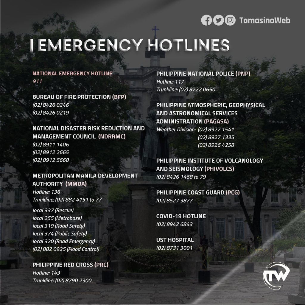 BibleBuildPH's tweet photo. FYI for these emergency hotlines. The winds are getting stronger now and the rain is getting heavy. Stay safe everyone. https://t.co/hsXT0XEZx3