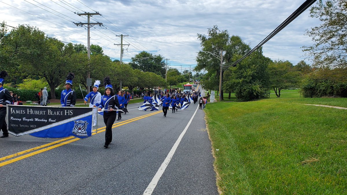 So proud of the young men and women of the Roaring Bengals Marching Band for their work as ambassadors for our music department and Blake High School. Tons of energy at the Friday night game and then back at it Saturday morning at the Burtonsville Day Parade.