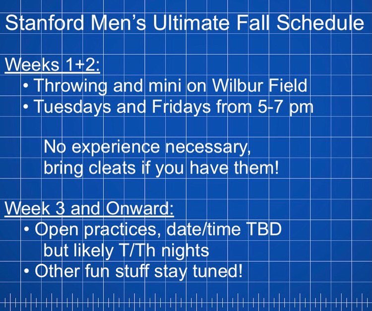 “Hey Ferb, I know what we’re gonna do Tuesdays and Fridays from 5-7 pm on Wilbur Field for the next two weeks!” - Phineas from the television show Phineas and Ferb