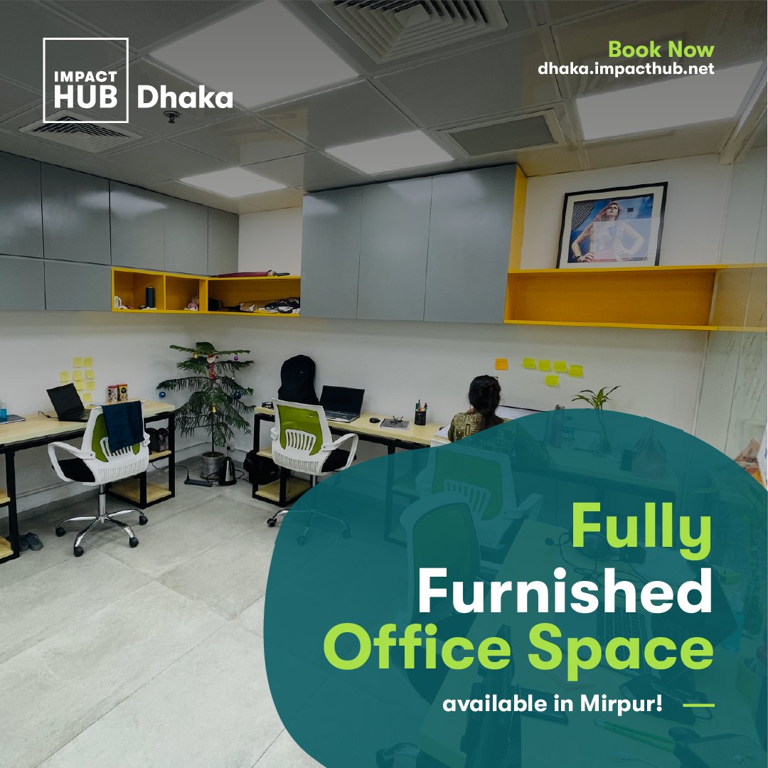 Are you looking to rent office space at affordable prices? ​

Impact Hub Dhaka offers you fully-furnished, private office rooms that are perfect for small businesses, freelancers, and remote and independent workers.

 Learn more about our office spaces: dhaka.impacthub.net/office-space/