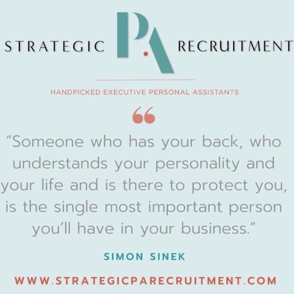 One of the best quotes I’ve seen ⬇️ describing an #ExecutiveAssistant.
“Someone who has your back, who understands your personality and your life and is there to protect you, is the single most important person you’ll have in your business.” Simon Sinek (Author - Start with Why)