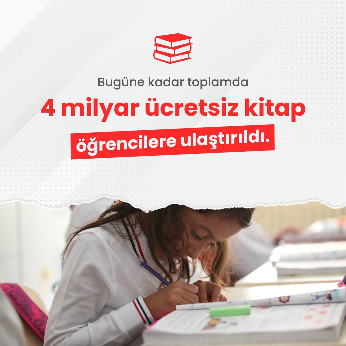 tcmeb's tweet photo. 📚Bugüne kadar toplamda 4 milyar ücretsiz ders kitabını öğrencilerimizle buluşturduk. Yeni eğitim öğretim yılında 153 milyon kitabı öğrencilerimize dağıttık.

#EğitimeSosyalDestek https://t.co/Qxc3jyZcXg