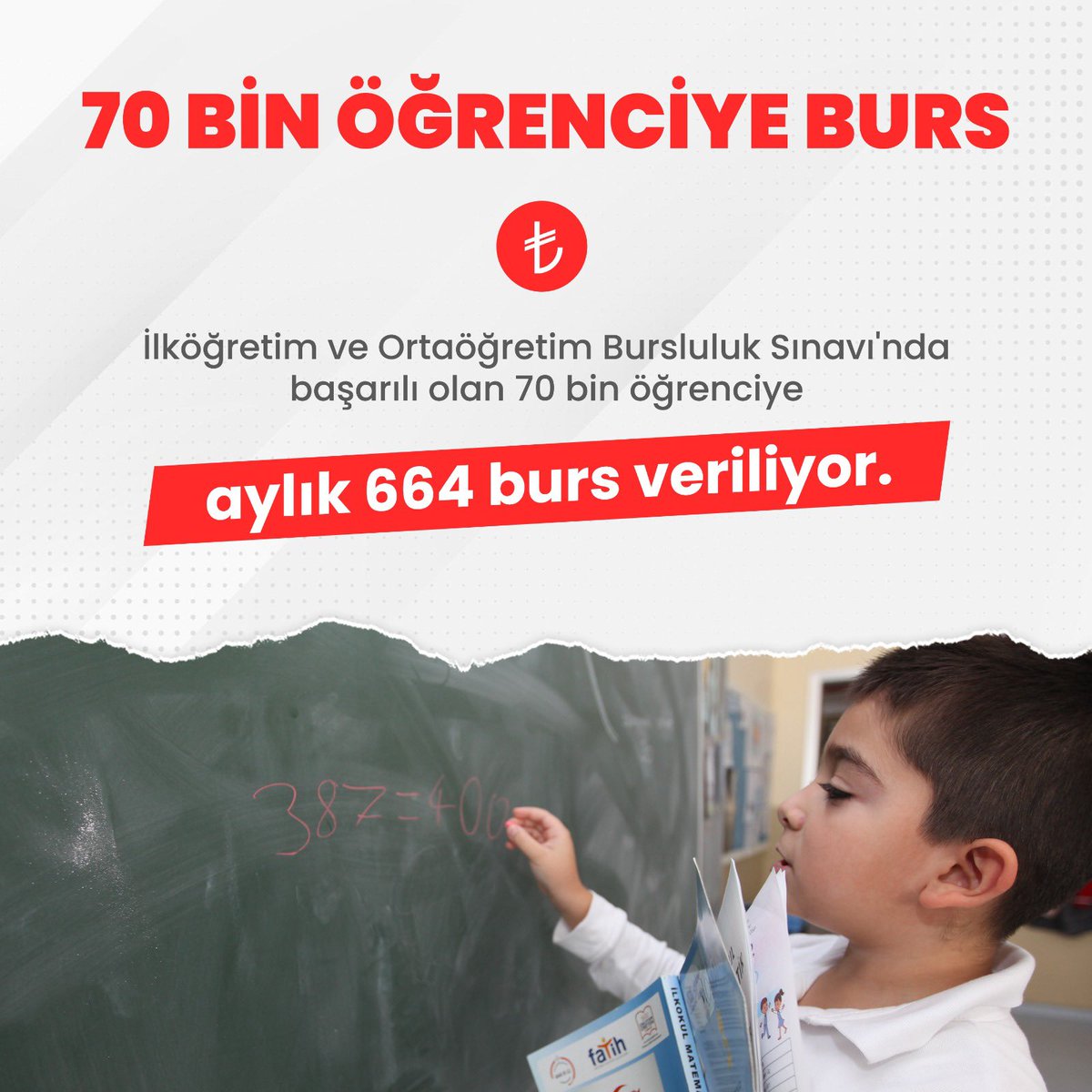 antalyamem07's tweet photo. Bakanlığımızca İlköğretim ve Ortaöğretim Bursluluk Sınavında başarılı olan 70 bin öğrencimize aylık 664 lira burs desteği sağlanmaktadır. @emre_caliskan @AntalyaValilik @tcmeb 

#EğitimeSosyalDestek https://t.co/Rr2pUj3u4g