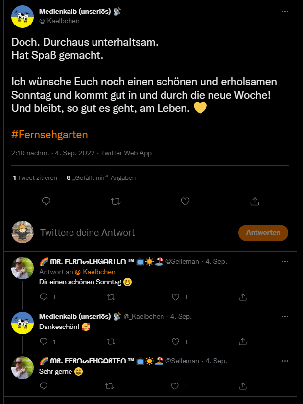 ZDFberti's tweet photo. @_Kaelbchen Den Tweet hat Micha sogar noch gelikt und kommentiert. 😭

#RIPMicha https://t.co/hRQWreXTKg