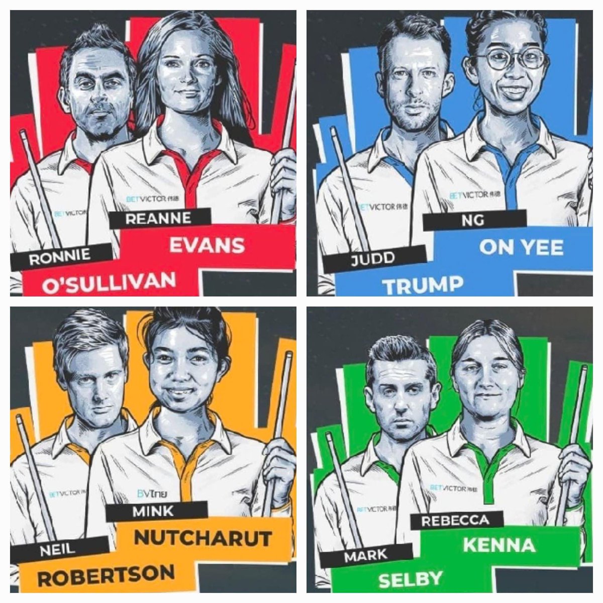 AtackSnooker's tweet photo. Day 2 for the doublesβ¦
Today @markjesterselby and @RebeccaKenna89 take on @ronnieo147 and @evans_reanne
Come on Team Green π
#wst #teamatack #teamgreen #MixedDoubles https://t.co/bIC2oyGfOl