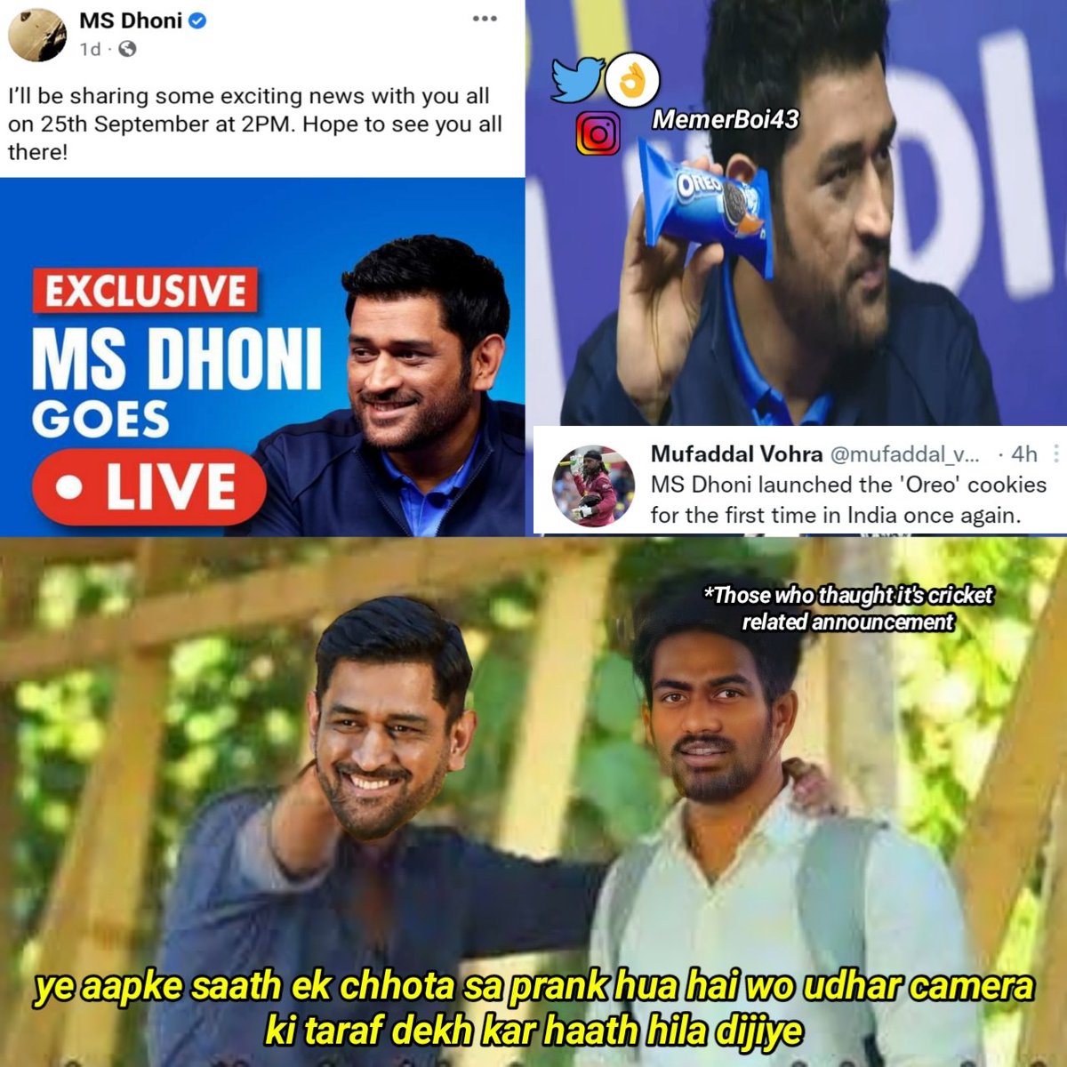 MemerBoi43's tweet photo. 🤭
#MSDhoni𓃵 #OreoAgain https://t.co/6skclqITzL