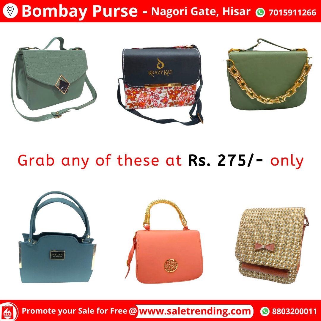 SaleTrending's tweet photo. Get Women's Handbags at best price from Bombay Purse, Hisar.
.
Click the store link below👇to check all offers 🛍️
.
https://t.co/Ob8I4qxYG6
.
#womenhandbags #womenhandbag #handbags #handbag #ladieshandbags #ladieshandbag #womenpurse #purse #offers #deals #buyhandbags https://t.co/7Nt9cUgIMn